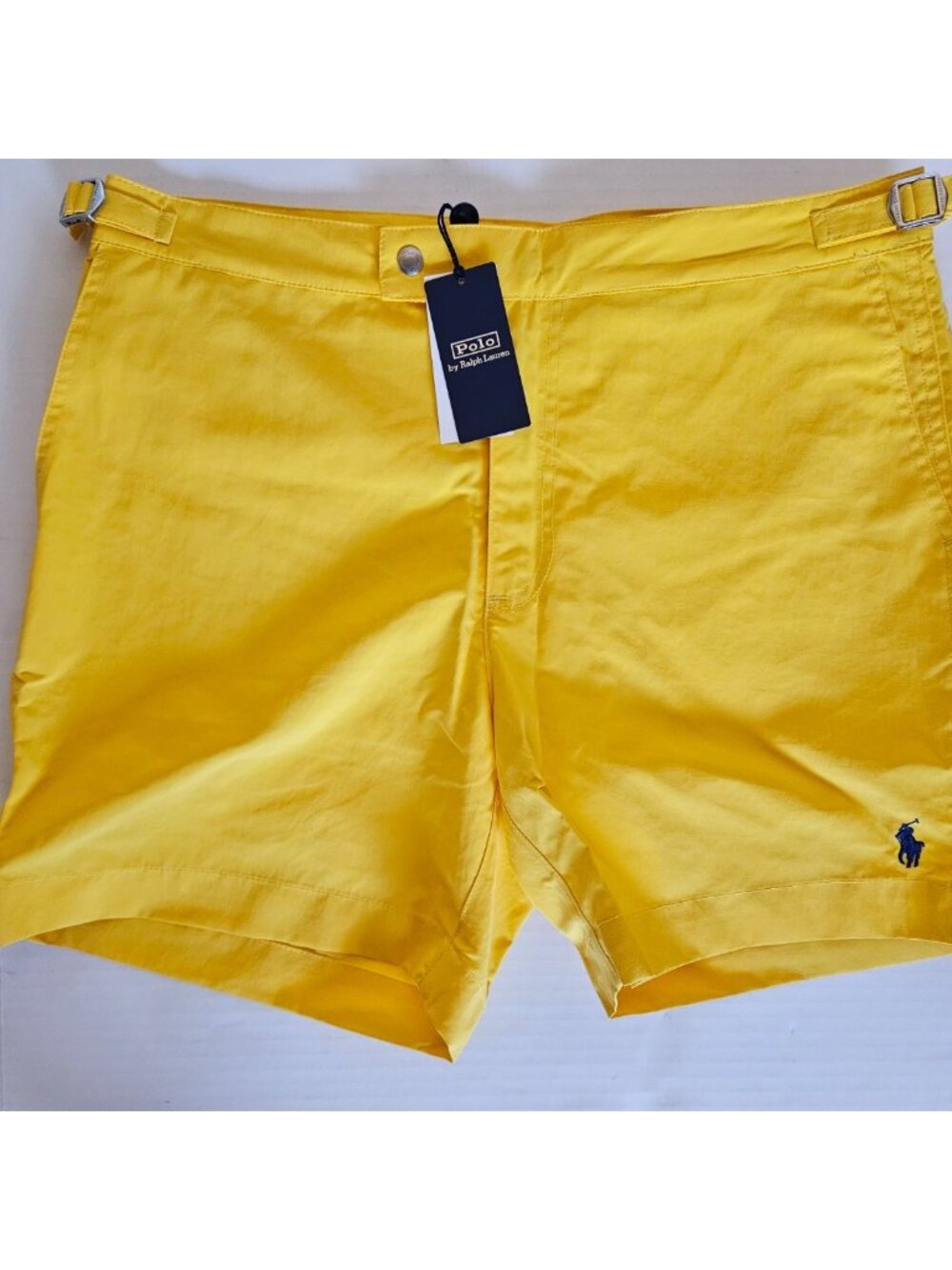 Polo Ralph Lauren Monaco Swim Trunks Men 33 Yellow 6” Buckle Tab NWT